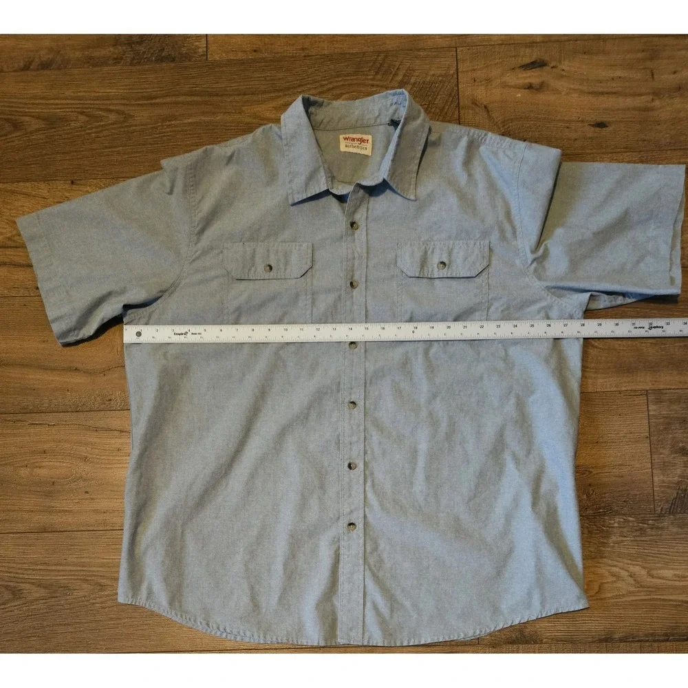 Wrangler‎ Authentics Mens Short Sleeve Button Up Shirt Size 2XL Gray
